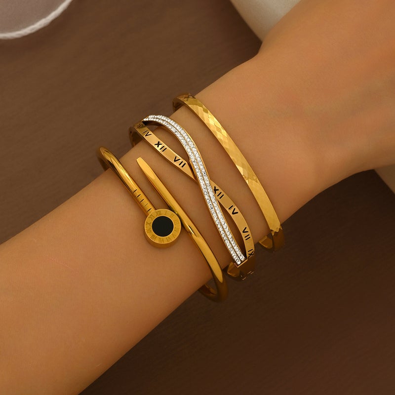 Titanium Steel Bracelet Old Money Style Black Roman Numeral Zircon Bracelet Girls High-End Selling Bracelet Jewelry - Image 3